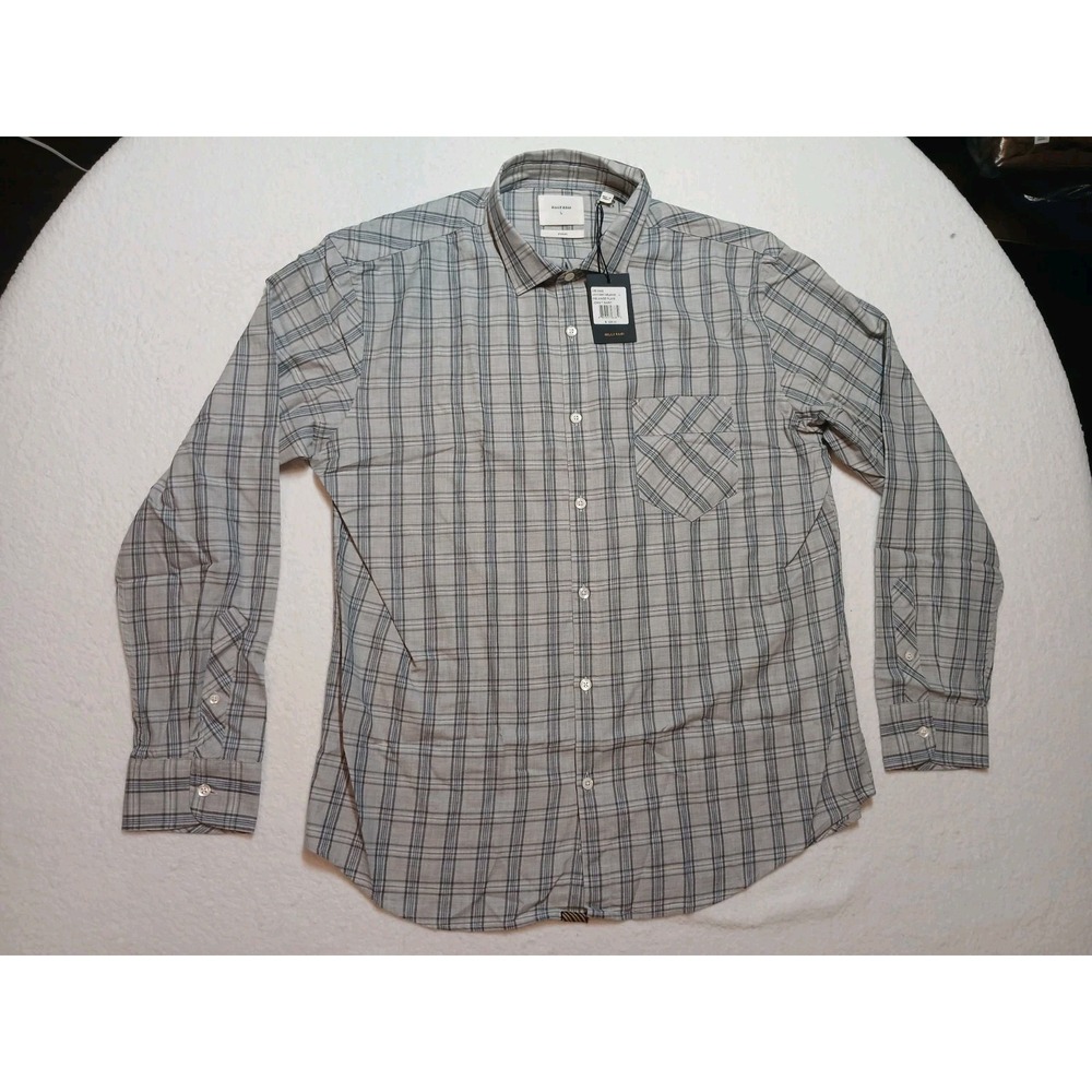 Men's Billy Reid 'John T' Standard Fit Melange Plaid Sport Shirt, LT Grey, L NWT